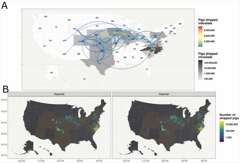 Analyzing the intrastate and interstate swine movement network in the United States